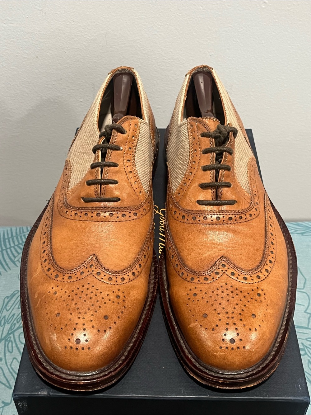 Kenneth Cole Tan and Cream Wingtip Brogues